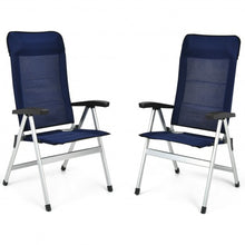 Load image into Gallery viewer, 2Pcs Patio Dining Chair with Adjust Portable Headrest-Blue
