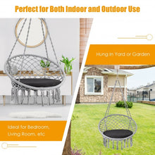 Load image into Gallery viewer, Macrame Cushioned Hanging Swing Hammock Chair-Gray
