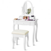 Load image into Gallery viewer, White Simple Vanity Makeup Table with Mirror + 3 Drawers
