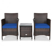 Load image into Gallery viewer, 3 Pcs Patio Furniture Set Outdoor Wicker Rattan Set-Navy
