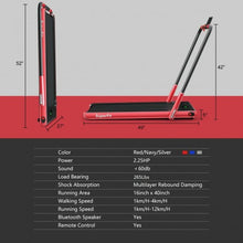 Load image into Gallery viewer, 2-in-1 Folding Treadmill with RC Bluetooth Speaker LED Display-Red
