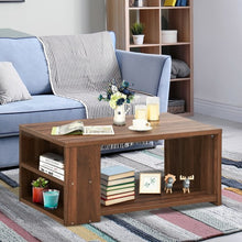 Load image into Gallery viewer, Coffee Table Sofa Side Table with Storage Shelves -Walnut
