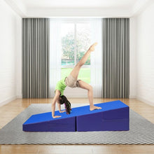 Load image into Gallery viewer, Folding Incline Tumbling Wedge Gymnastics Exercise Mat-Blue
