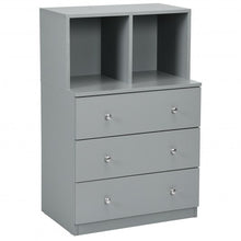 Load image into Gallery viewer, 3 Drawer Dresser with Cubbies Storage Chest for Bedroom Living Room-Gray
