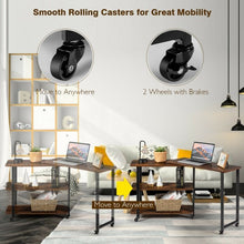 Load image into Gallery viewer, 360° Rotating Sofa Side Table with Storage Shelves and Wheels-Rustic Brown
