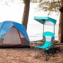 Load image into Gallery viewer, Portable Folding Camping Canopy Chair with Cup Holder Cooler -Turquoise

