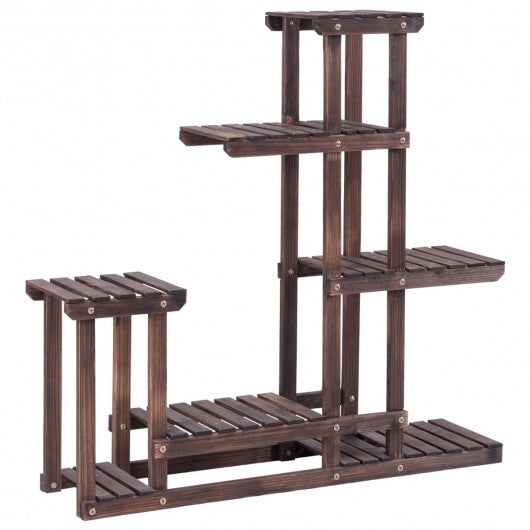 6-Tier Garden Wooden Plant Flower Stand Shelf for Multiple Plants Indoor/Outdoor