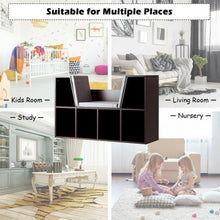 Load image into Gallery viewer, 6-Cubby Kid Storage Bookcase Cushioned Reading Nook-Brown
