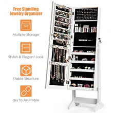 Load image into Gallery viewer, Standing Jewelry Armoire Cabinet with Full Length Mirror-White
