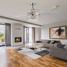 Load image into Gallery viewer, Modern Crystal Ceiling Chandelier Fan With Light Chrome Finished

