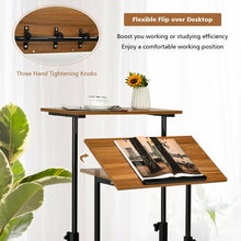 Load image into Gallery viewer, Height Adjustable Mobile Standing Desk with rolling wheels for office and home-Walnut
