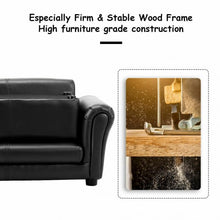 Load image into Gallery viewer, Black/White Kids Double Sofa with Ottoman-Black
