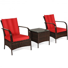 Load image into Gallery viewer, 3 PCS Patio Rattan Furniture Set-Red
