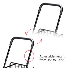 Load image into Gallery viewer, Folding Shopping Cart Basket Rolling Trolley with Adjustable Handle-Black
