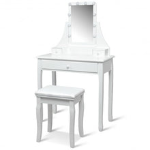 Load image into Gallery viewer, 10 LED Lighted Mirror and 3 Drawers Vanity Table Set-White
