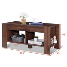 Load image into Gallery viewer, 2-tier Wood Coffee Table Sofa Side Table with Storage Shelf-Walnut
