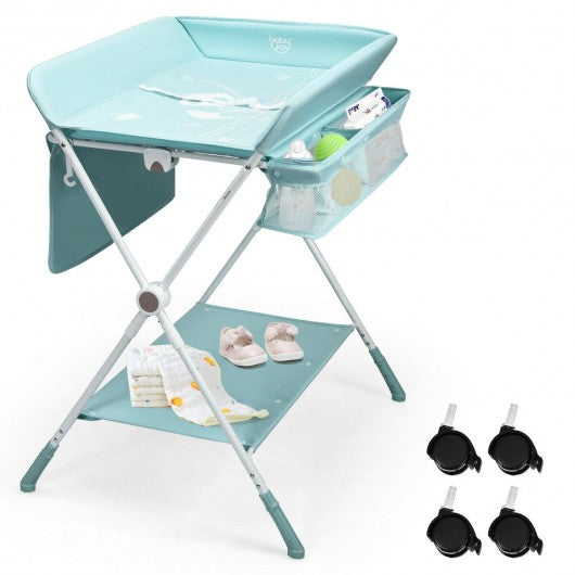 Folding Baby Changing Table with Storage -Blue