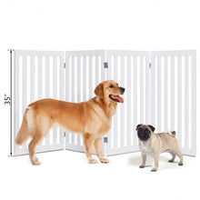 Load image into Gallery viewer, 35&#39;&#39; Folding Standing 4 Panel Wood Pet Fence-White
