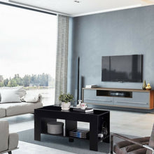 Load image into Gallery viewer, 2-tier Wood Coffee Table Sofa Side Table with Storage Shelf-Black
