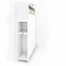Load image into Gallery viewer, White Wooden Storage Cabinet Organizer with 4 Casters
