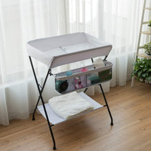 Load image into Gallery viewer, Portable Infant Changing Station Baby Diaper Table with Safety Belt-White
