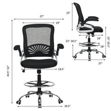 Load image into Gallery viewer, Adjustable Height Flip-Up Mesh Drafting Chair
