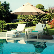 Load image into Gallery viewer, 11 Feet Outdoor Cantilever Hanging Umbrella with Base and Wheels-Beige
