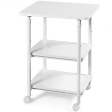 Load image into Gallery viewer, 3-tier Adjustable Printer Stand with 360° Swivel Casters-White
