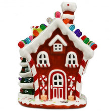Load image into Gallery viewer, Hand-Painted Ceramic Christmas House with 44 Multicolored Lights

