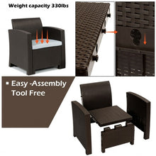 Load image into Gallery viewer, 4 Piece Patio Molded Rattan Sectional Sofa Set-Coffee
