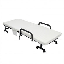 Load image into Gallery viewer, Folding Adjustable Guest Single Bed Lounge Portable with Wheels-White
