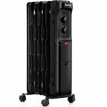 Load image into Gallery viewer, 1500W Oil Filled Portable Radiator Space Heater with Adjustable Thermostat-Black
