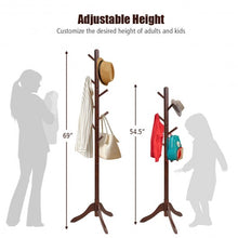 Load image into Gallery viewer, Adjustable Wooden Tree Coat Rack with 8 Hooks-Brown
