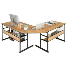 Load image into Gallery viewer, L-Shaped Computer Desk with Tiltable Tabletop-Walnut
