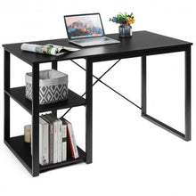 Load image into Gallery viewer, Computer Desk with Bamboo Top &amp; 2 Storage Shelves-Black Desk
