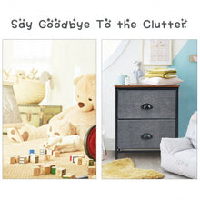 Load image into Gallery viewer, Metal Frame Nightstand Side Table Storage with 2 Drawers-Black
