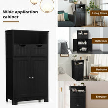 Load image into Gallery viewer, Bathroom Wooden Side Cabinet  with 2 Drawers and 2 Doors-Black
