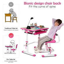 Load image into Gallery viewer, Height Adjustable Kids Study Desk and Chair Set-Pink
