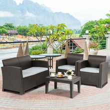 Load image into Gallery viewer, 4 Piece Patio Molded Rattan Sectional Sofa Set-Coffee
