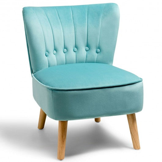 Armless Accent Chair Tufted Velvet Leisure Chair-Green