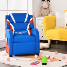 Load image into Gallery viewer, Kids Leather Recliner Chair with Side Pockets-Blue
