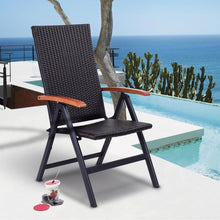 Load image into Gallery viewer, Patio Adjustable Aluminum Folding Back Rattan Recliner Chair
