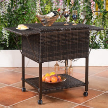 Load image into Gallery viewer, Outdoor Portable Rattan Cooler Cart Trolley
