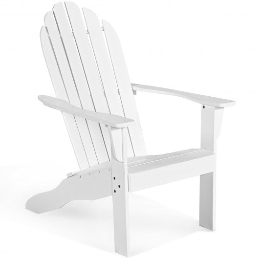 Outdoor Solid Wood Durable Patio Adirondack Chair-White