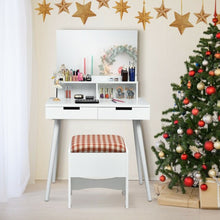 Load image into Gallery viewer, Mirror Makeup Dressing Vanity Table Cushioned Storage Stool Set
