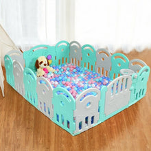 Load image into Gallery viewer, 16-Panel Baby Playpen with Music Box &amp; Basketball Hoop-Gray
