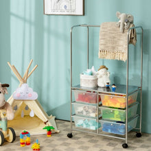 Load image into Gallery viewer, 6 Drawer Rolling Storage Cart with Hanging Bar -Clear
