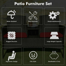 Load image into Gallery viewer, Patio Rattan Conversation Set -Red
