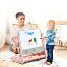 Load image into Gallery viewer, 2 in 1 Kids Easel Table and Chair Set  with Adjustable Art Painting Board-Pink
