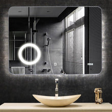 Load image into Gallery viewer, LED Touch Button Wall-Mounted Makeup Mirror w/ Clock
